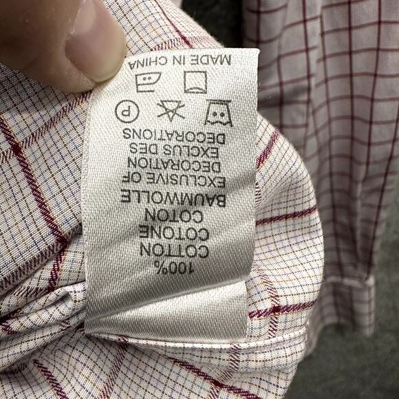 Robert Graham Men's Size 41 / 16 Medium Red White Shirt Work Business - Picture 8 of 15